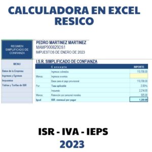 RESICO EXCEL ISR E IVA IEPS 2023