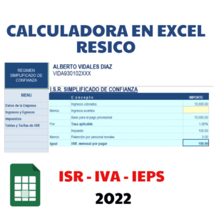 Calculadora en Excel de Régimen Simplificado de Confianza 2022
