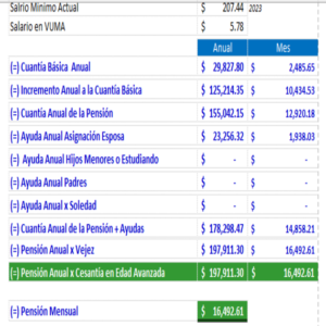 Calculo en Excel pensión ley 73