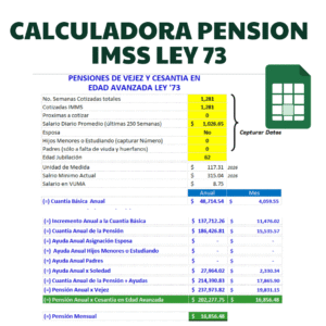 Calculadora en excel pension ley 73