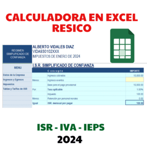 Calculadora en excel de Regimen Simplificado de Confianza 2024 PF