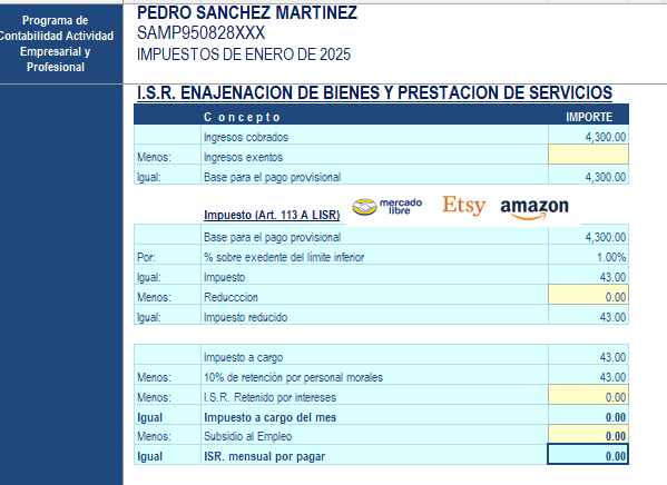 Calculadoras fiscales en Excel Personas Fisicas 2025 - El Conta Trejo