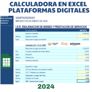 Calculadora EXCEL Plataformas Digitales 2024