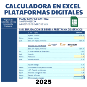 Calculadora Excel de Plataformas Digitales 2025 PF