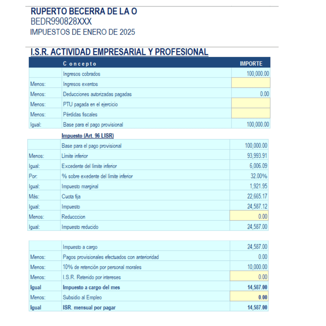 Calculadoras fiscales en Excel Personas Fisicas 2025 - El Conta Trejo