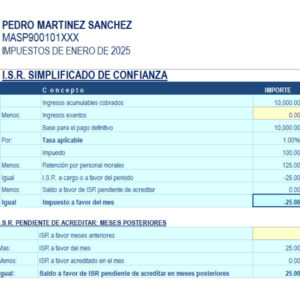 CALCULO ISR RESICO 2025 EXCEL